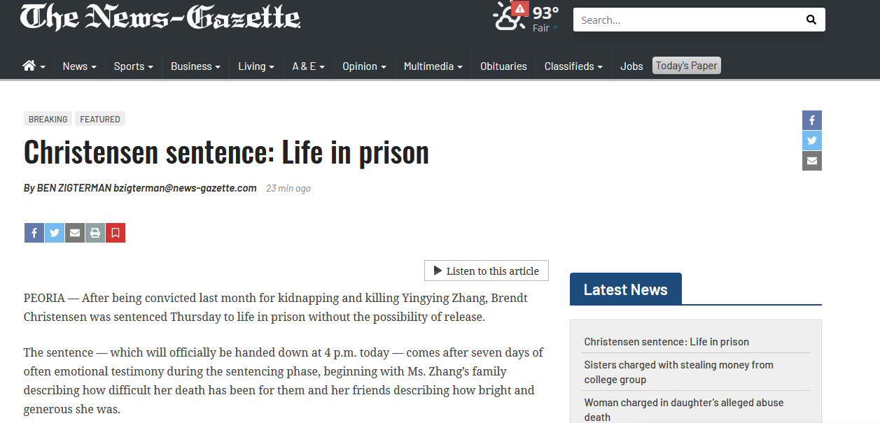 章瑩穎案迎來(lái)最終裁決，被告判終身監(jiān)禁